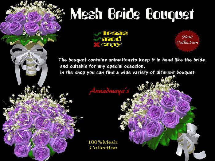 Mesh Bride Bouquet Violet