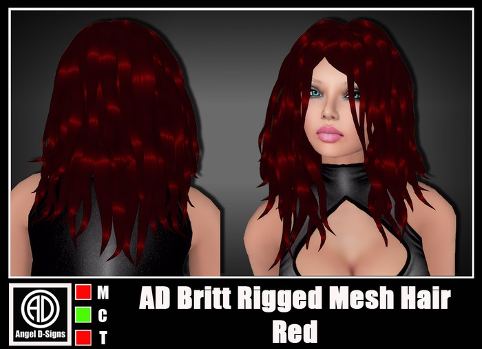 AD Britt Rigged Mesh Hair Red