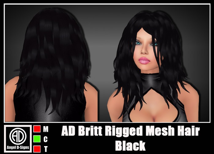 AD Britt Rigged Mesh Hair Black