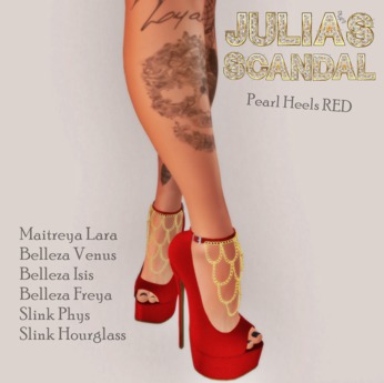 Second Life Marketplace - ! Julia's Scandal Pearl Heels RED