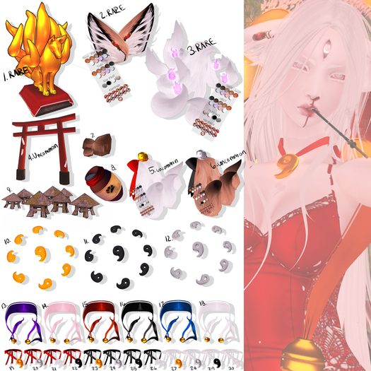 22. Red Ribbon Black Magatama Necklace