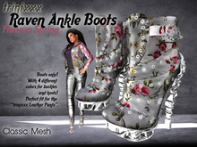 trinixxx Raven Ankle Boots Spring Flowers