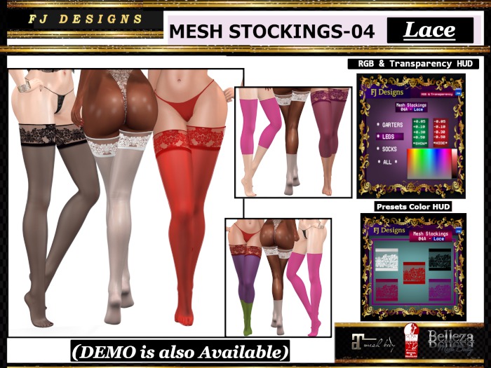 FJ Designs - Mesh Stockings 04A - LACE