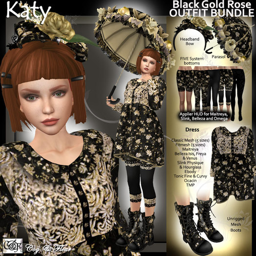 C&F Katy OUTFIT BUNDLE 2 - Black Gold Roses