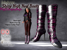 trinixxx Shiny High Heel Boots Pink Camouflage