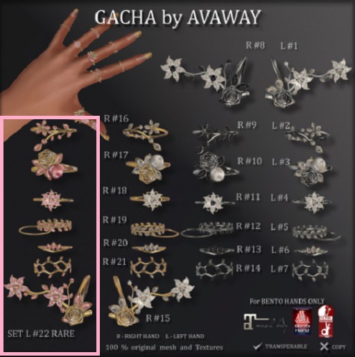 *AvaWay*GOLD Pink_SUMMER Rings (SET_L_Maitreya) #22 RARE