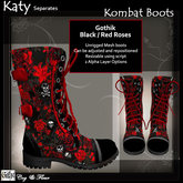 C&F Katy Separates - Kombat Boots - Black/Red Gothik