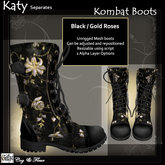 C&F Katy Separates - Kombat Boots - Black/ Gold Roses