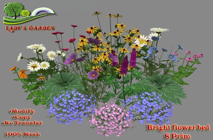 Lady's Garden - Bright flower bed 8 Prim