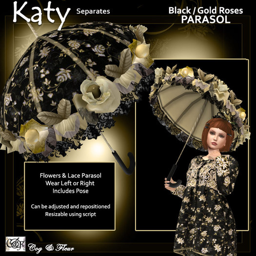 C&F Katy Separates - Parasol - Black Gold Roses