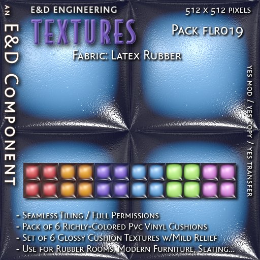 [FLR019] 8 Glossy Vinyl Textures Colored Latex Textures Shiny Latex Textures Padded Cell Textures by E&D ENGINEERING