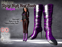 trinixxx Shiny High Heel Boots Fuchsia