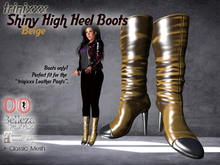 trinixxx Shiny High Heel Boots Beige