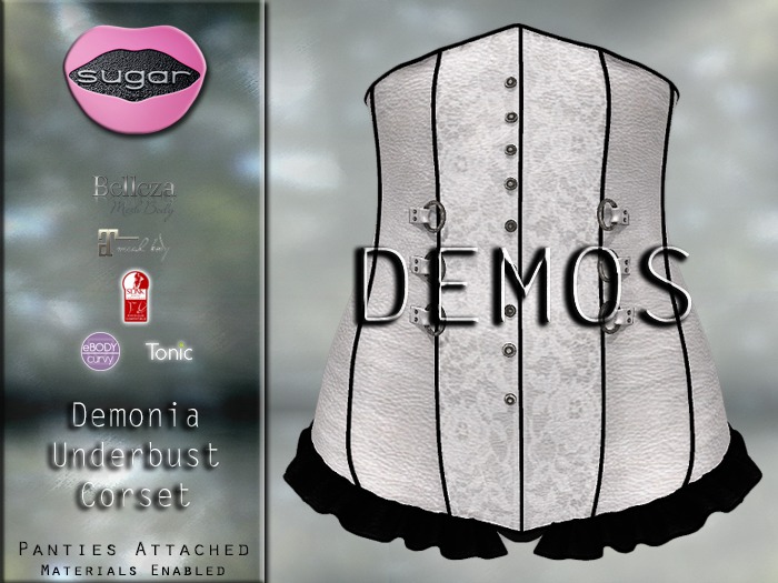 :-:SUGAR:-: Demonia Corset {WHITE LEATHER} DEMO