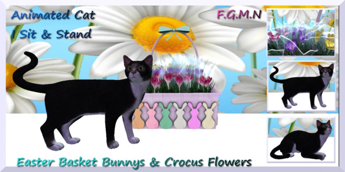 Easter Basket Bunnys & Crocus Flowers