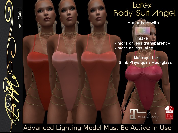 [ IBAN ] //160 MESH BODY SUIT ANGEL LATEX wHUD FATPACK MAITREYA SLINK 