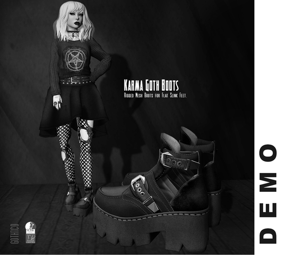 Goth1c0: Karma Ankle Boots for Slink Flat Feet
