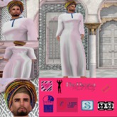 {SS}Blue & white silk Thobe & African inspired Head wrap