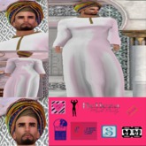 {SS}Tan and White silk Thobe & African inspired Head wrap