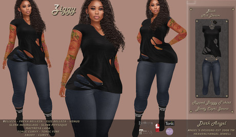 Ziggy Rip Tee/Booty Capri Jeans 