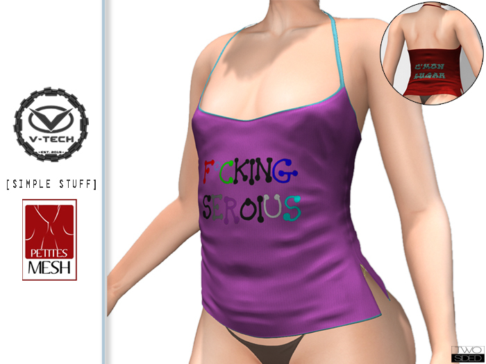 Flat-chest top "C'mon sugar" TwoSided for V-tech+Slink Petite+Simple Stuff