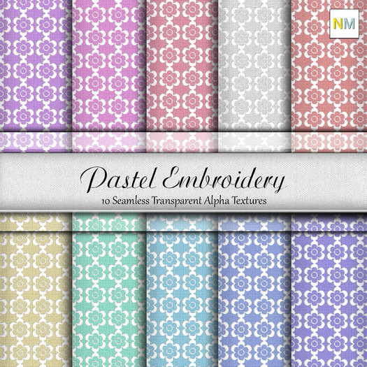 Pastel Embroidery 10 Seamless Transparent Lace Textures NM
