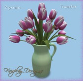 ~Pink Tulips Tucked in Vintage Pitcher~