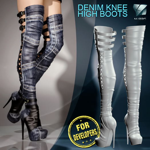 Denim Knee High Boots