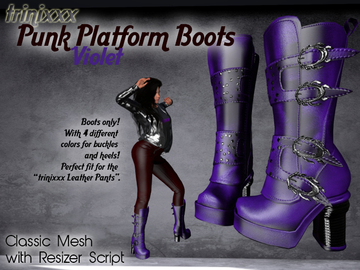 trinixxx Punk Platform Boots Violet