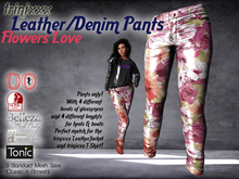 trinixxx Denim/Leather/PVC Pants Flowers Love