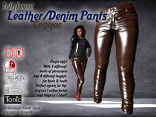 trinixxx Denim/Leather/PVC Pants Cognac