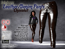 trinixxx Denim/Leather/PVC Pants Chocolat
