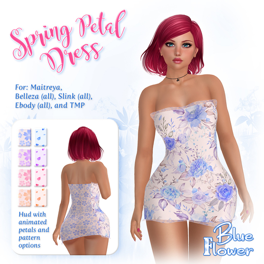 Blue Flower - Spring Petal Dress -Blue