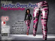 trinixxx Denim/Leather/PVC Pants  Pink Camouflage