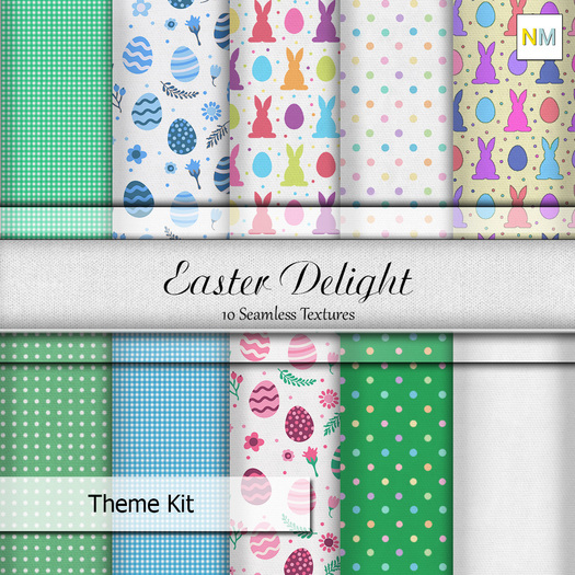 Easter Delight Theme Kit 10 Seamless Fabric Textures NM