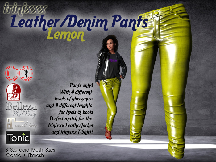 trinixxx Denim/Leather/PVC Pants  Lemon