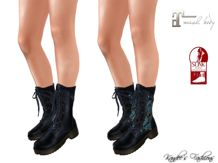 Navy Plain & Embroidered Boots