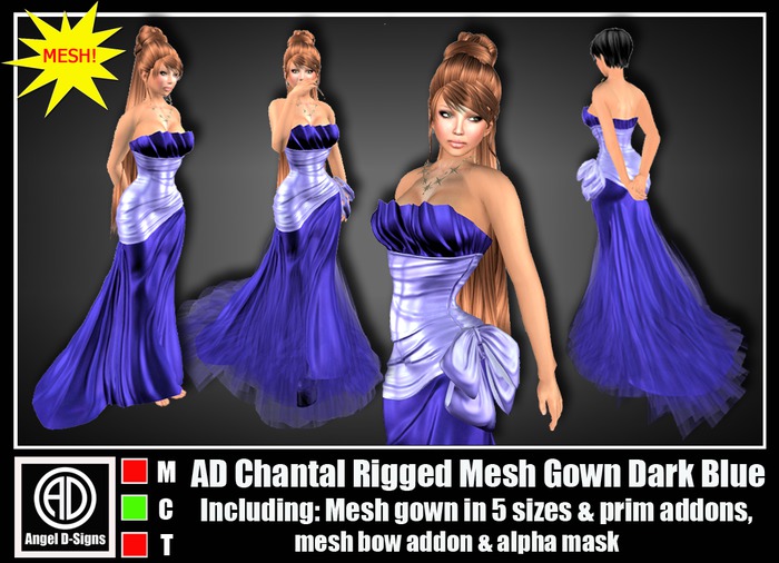 AD Chantal Rigged Mesh Gown Dark Blue