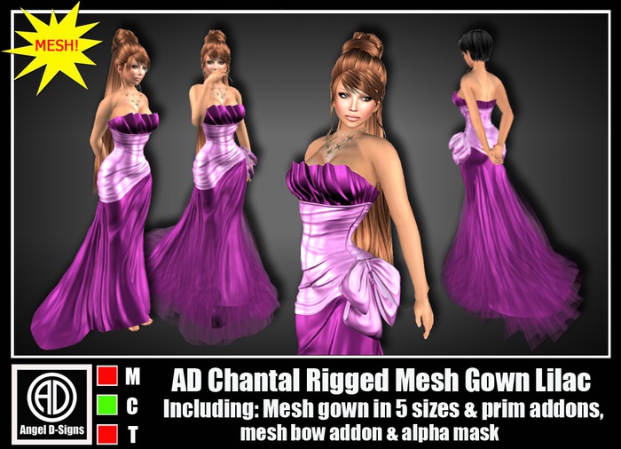 AD Chantal Rigged Mesh Gown Lilac