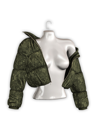 .:villena:. - Crushed Velvet Puffer - Olive