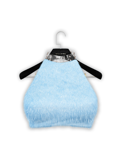.:villena:. - Faux Fur Top - Sky