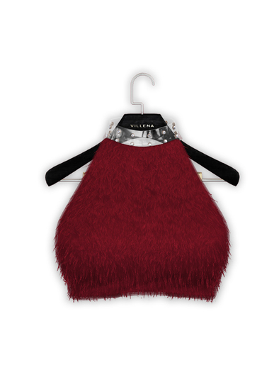 .:villena:. - Faux Fur Top - Burgundy