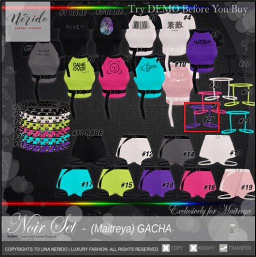 #6~Nerido~ Noir T-Shirt(Maitreya)-Lime/Black