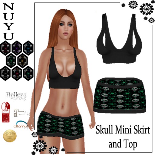 NUYU Skull Mini Skirt and Top