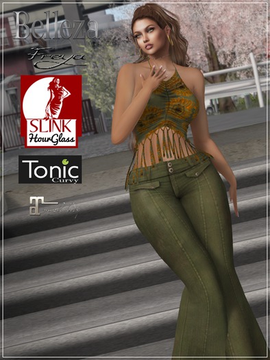 HP Halter Fringe Top & Pants - Sunflowers (green)