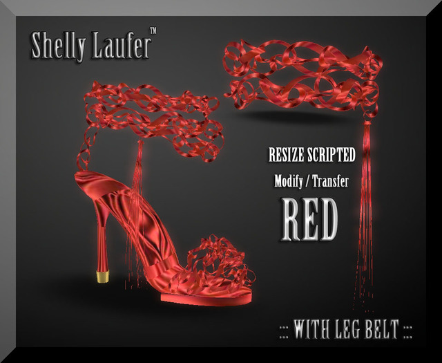 ::: Shelly Laufer Red Gold Lacy High Heel Shoes :::
