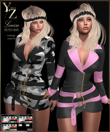 YELIZ MESH "LOUISA" belted Dress w. HUD - DEMO