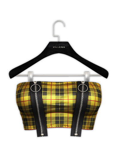 .:villena:. - Zip Tube Top - Plaid Yellow
