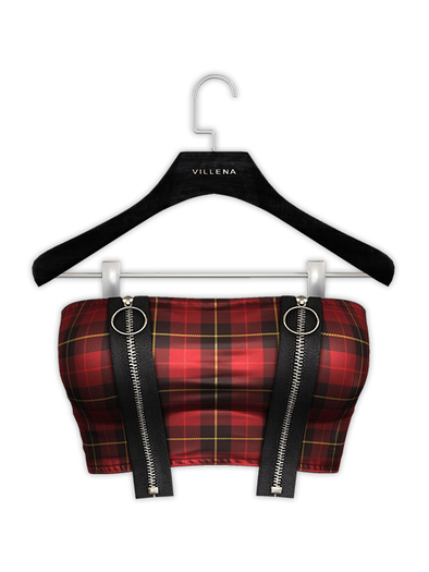 .:villena:. - Zip Tube Top - Plaid Red