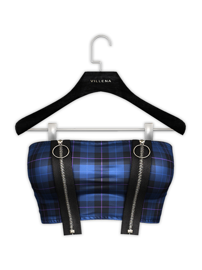 .:villena:. - Zip Tube Top - Plaid Blue